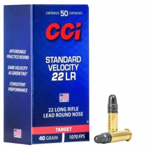 Munição CCI 22LR STANDARD VELOCITY TARGET OGIVAL 40GR – CX 50