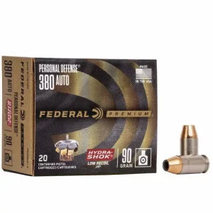 Munição Federal 380 AUTO JHP HYDRA-SHOCK AMERICAN EAGLE 90 GR – CX 20